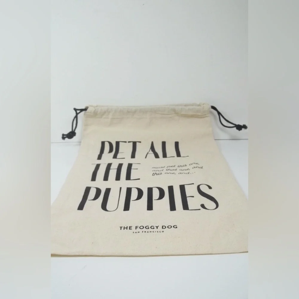 The Foggy Dog Bag Drawstring Pouch Pet All the Puppies 11 3/4 x 8